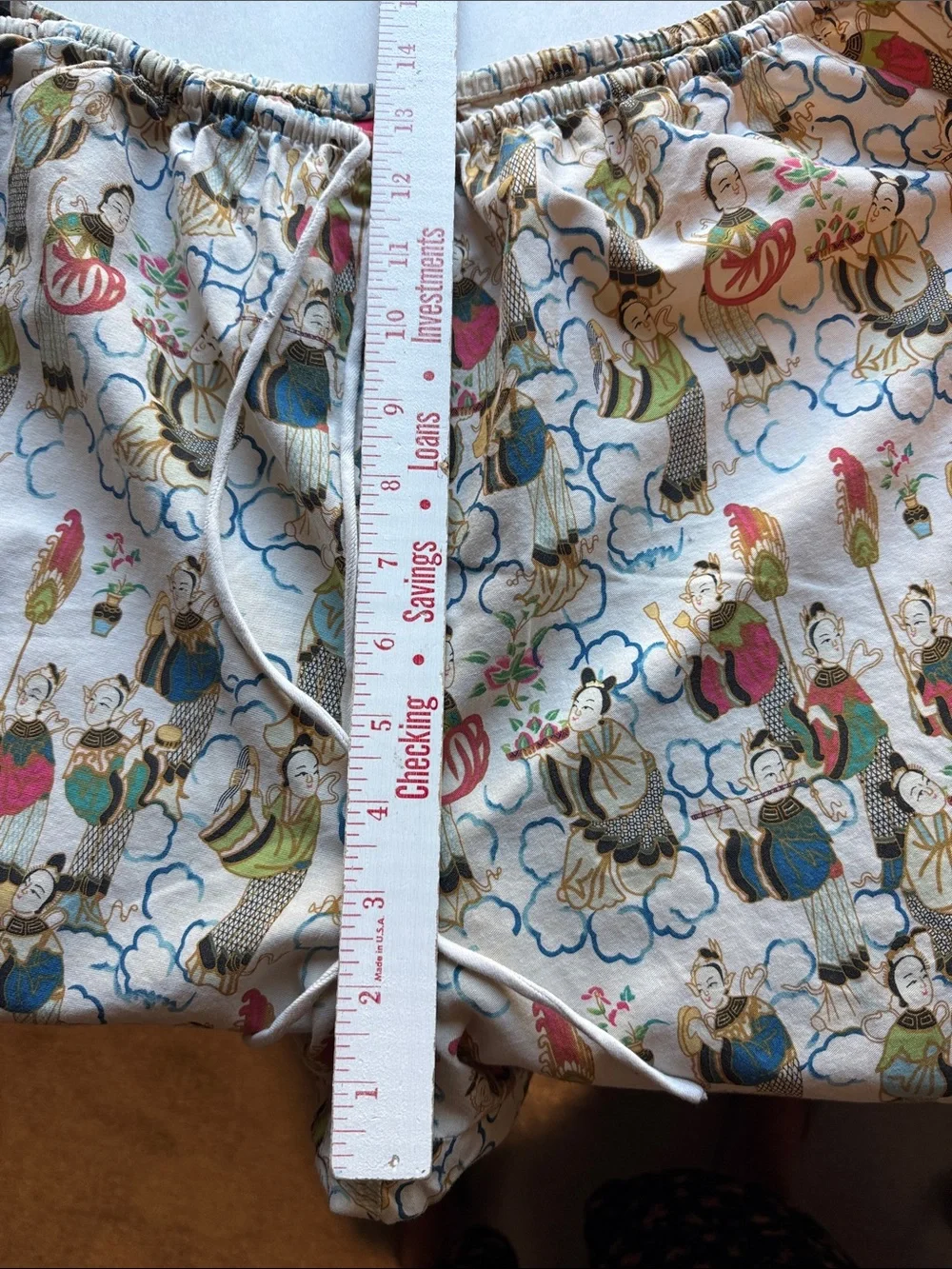 Josie Natori Asian Cropped pajama pants Womens XL 100% crisp Cotton pull on